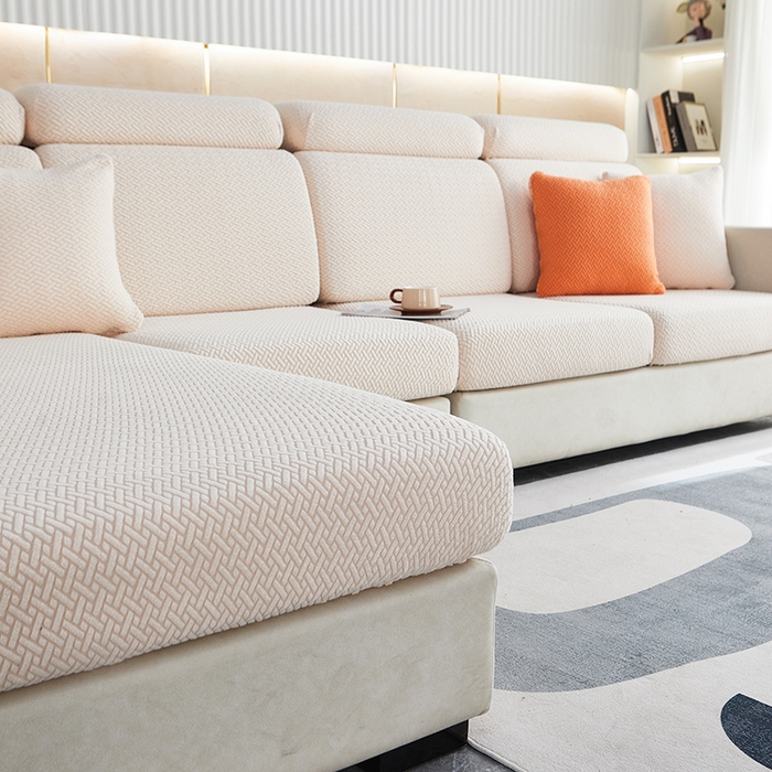 91家纺网 家纺一手货源 找家纺 逐日沙发套 2023 提花-沙发笠 交织 交织-米白色