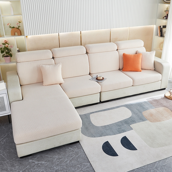 91家纺网 家纺一手货源 找家纺 逐日沙发套 2023 提花-沙发笠 交织 交织-米白色