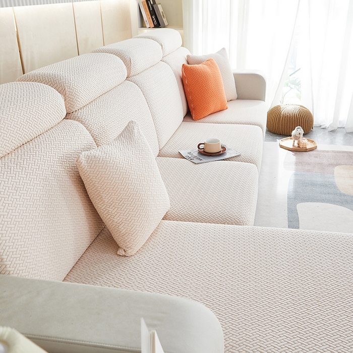 91家纺网 家纺一手货源 找家纺 逐日沙发套 2023 提花-沙发笠 交织 交织-米白色