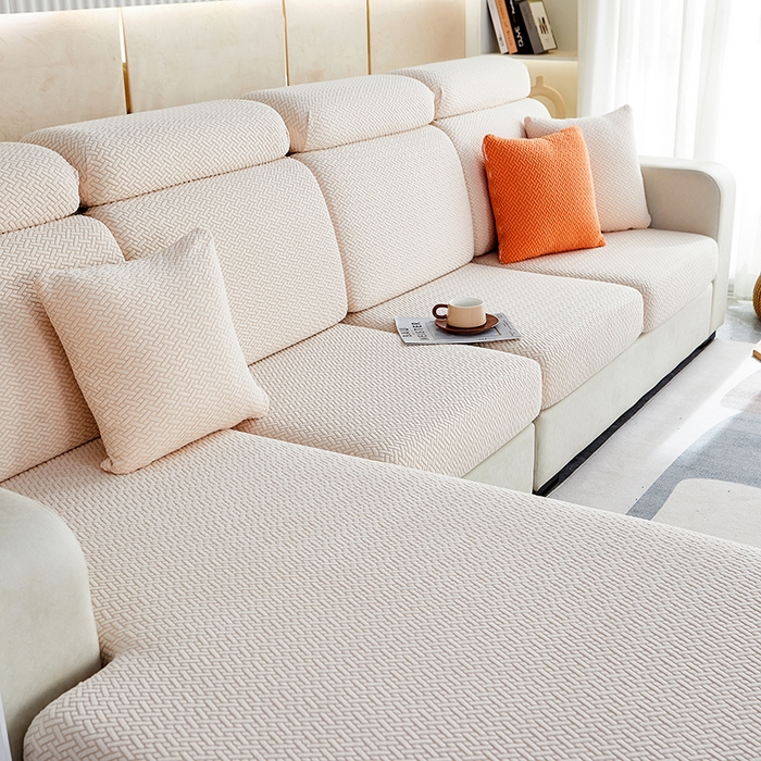 91家纺网 家纺一手货源 找家纺 逐日沙发套 2023 提花-沙发笠 交织 交织-米白色