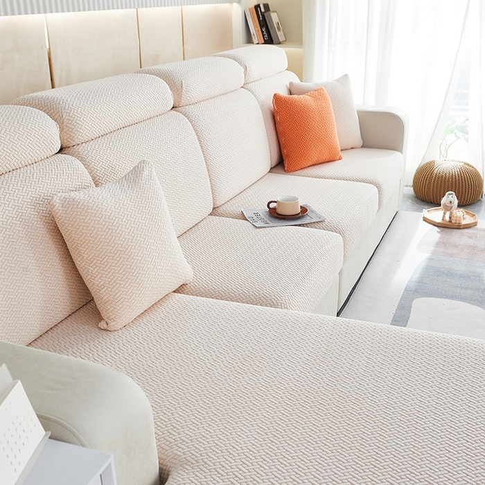 91家纺网 家纺一手货源 找家纺 逐日沙发套 2023 提花-沙发笠 交织 交织-米白色