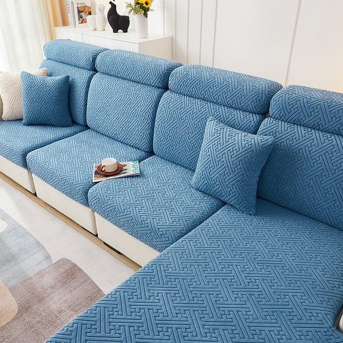 91家纺网 家纺一手货源 找家纺 逐日沙发套 2023 提花-沙发笠 清雅 清雅-天蓝色