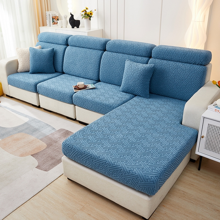 91家纺网 家纺一手货源 找家纺 逐日沙发套 2023 提花-沙发笠 清雅 清雅-天蓝色