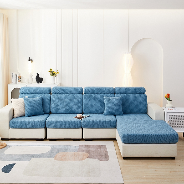 91家纺网 家纺一手货源 找家纺 逐日沙发套 2023 提花-沙发笠 清雅 清雅-天蓝色