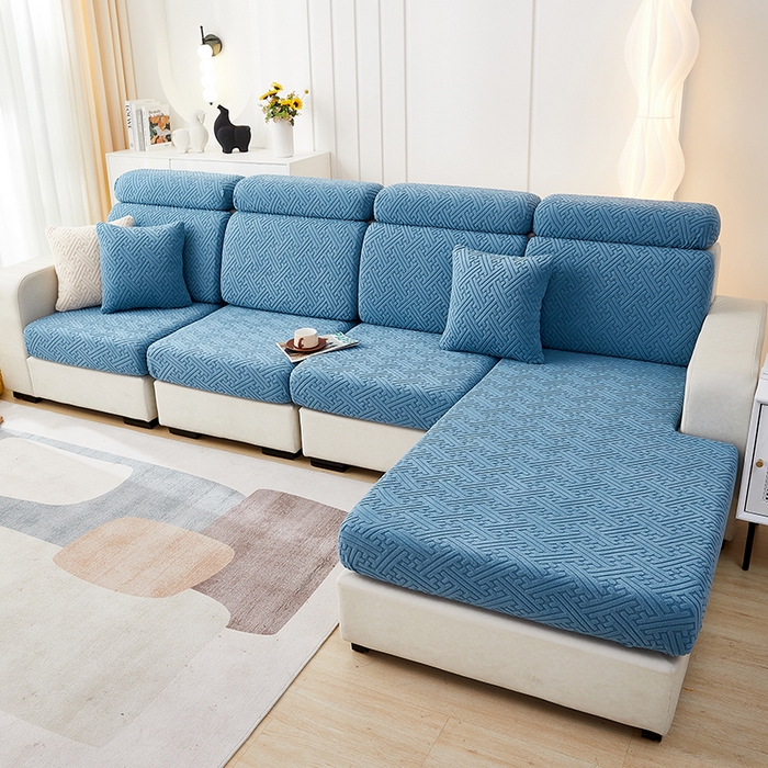 91家纺网 家纺一手货源 找家纺 逐日沙发套 2023 提花-沙发笠 清雅 清雅-天蓝色