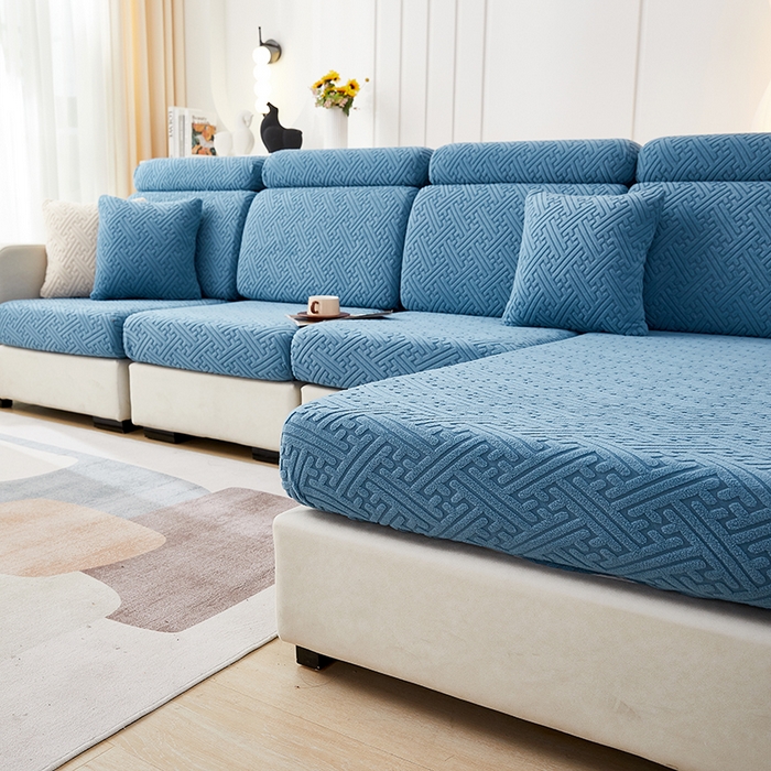 91家纺网 家纺一手货源 找家纺 逐日沙发套 2023 提花-沙发笠 清雅 清雅-天蓝色