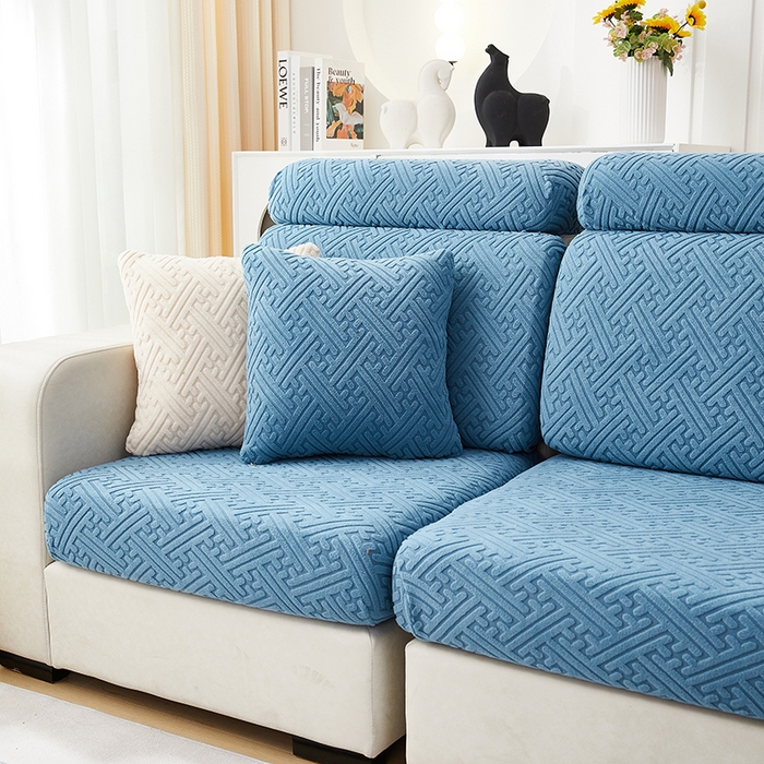 91家纺网 家纺一手货源 找家纺 逐日沙发套 2023 提花-沙发笠 清雅 清雅-天蓝色