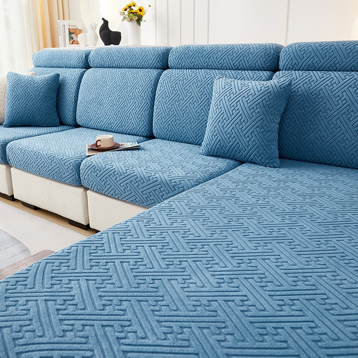 91家纺网 家纺一手货源 找家纺 逐日沙发套 2023 提花-沙发笠 清雅 清雅-天蓝色