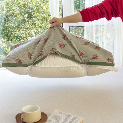 91家纺网 家纺一手货源 找家纺 棠薇全棉四层斜纹编织一体不分层松紧绑带枕巾纯棉枕头巾一对 花季绿有绑带款