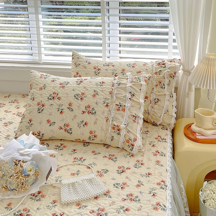 91家纺网 家纺一手货源 找家纺 （总）罗艺轩 2024新款法式风蕾丝夹棉床裙三件套-花想容