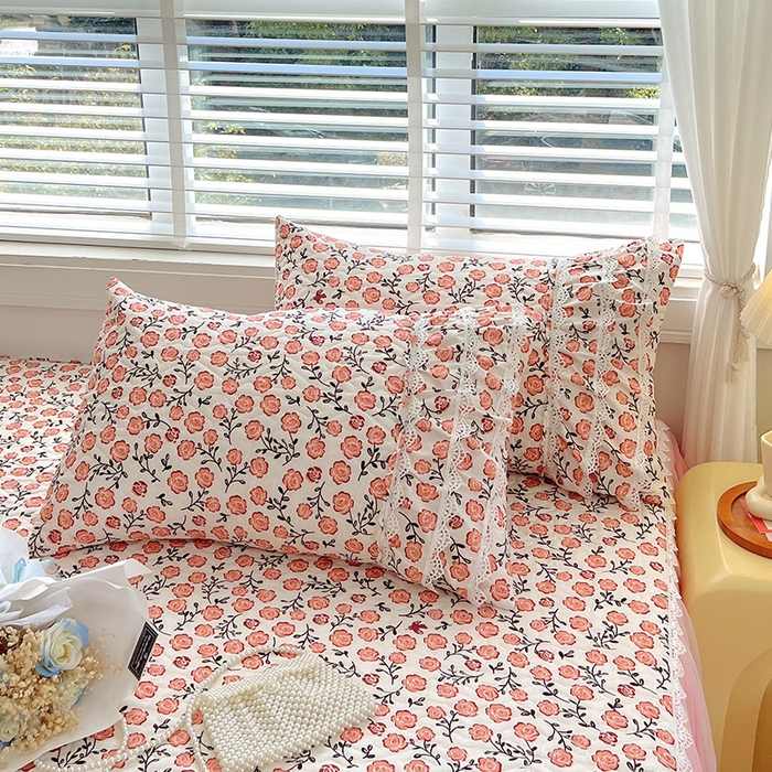 91家纺网 家纺一手货源 找家纺 罗艺轩 2024新款法式风蕾丝夹棉床裙三件套 花想容-南国香