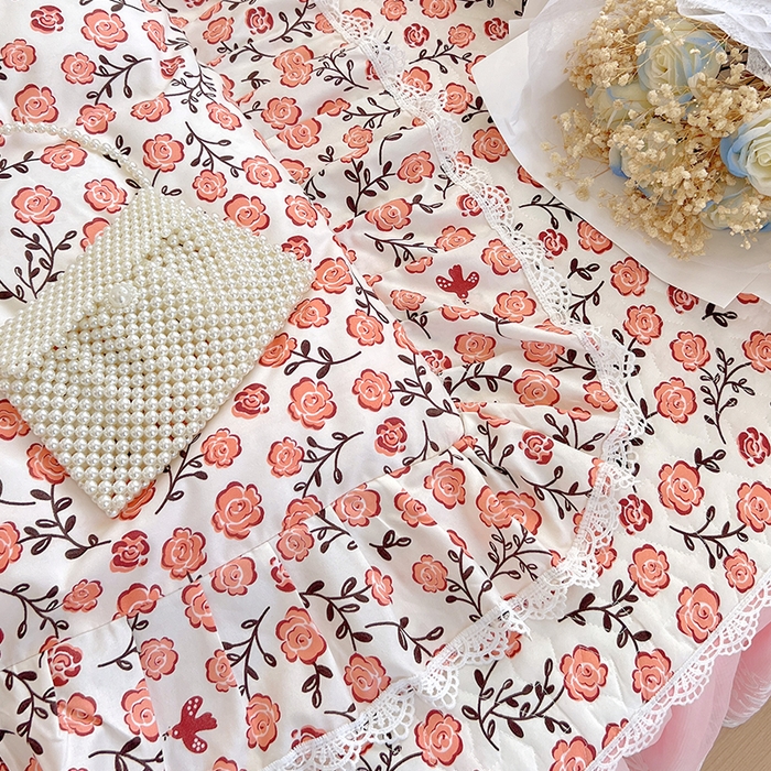 91家纺网 家纺一手货源 找家纺 罗艺轩 2024新款法式风蕾丝夹棉床裙三件套 花想容-南国香