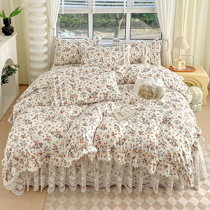 罗艺轩 2024新款法式风蕾丝夹棉床裙款四件套 花想容-森之语