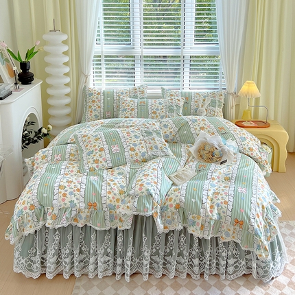 罗艺轩 2024新款法式风蕾丝夹棉床裙款四件套 花想容-元气甜心