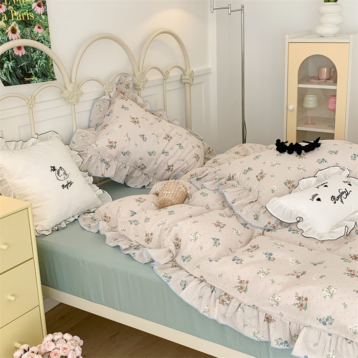 91家纺网 家纺一手货源 找家纺 昔可家纺 2023新款花边双层纱系列ok Vintage花花