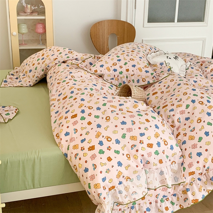 91家纺网 家纺一手货源 找家纺 昔可家纺 2023新款花边双层纱系列ok 可爱小动物