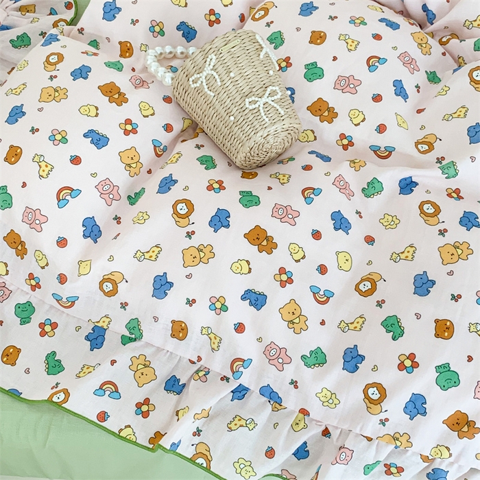 91家纺网 家纺一手货源 找家纺 昔可家纺 2023新款花边双层纱系列ok 可爱小动物