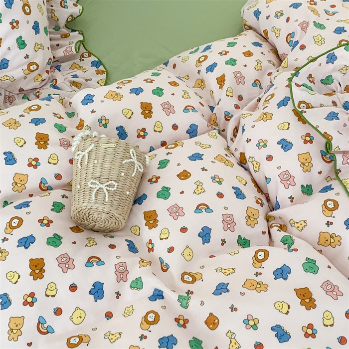 91家纺网 家纺一手货源 找家纺 昔可家纺 2023新款花边双层纱系列ok 可爱小动物