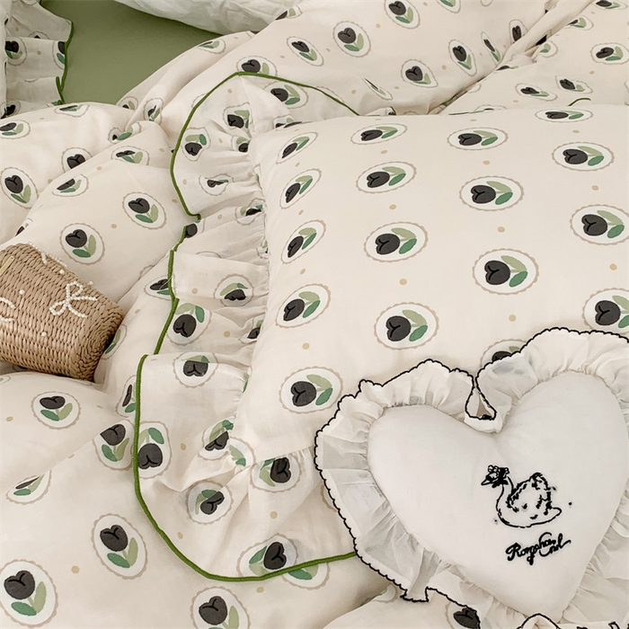 91家纺网 家纺一手货源 找家纺 昔可家纺 2023新款花边双层纱系列ok 圈圈郁金香 白