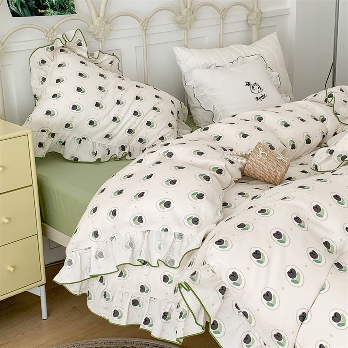 91家纺网 家纺一手货源 找家纺 昔可家纺 2023新款花边双层纱系列ok 圈圈郁金香 白