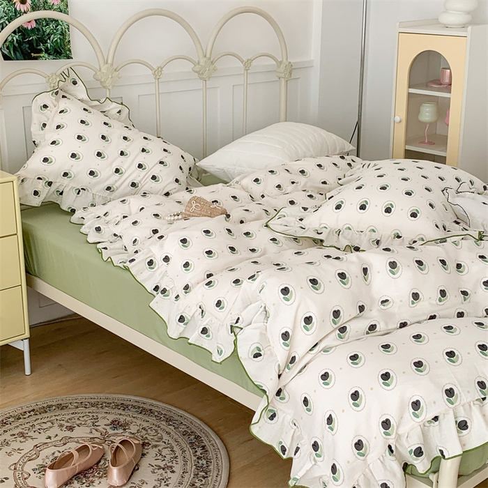 91家纺网 家纺一手货源 找家纺 昔可家纺 2023新款花边双层纱系列ok 圈圈郁金香 白