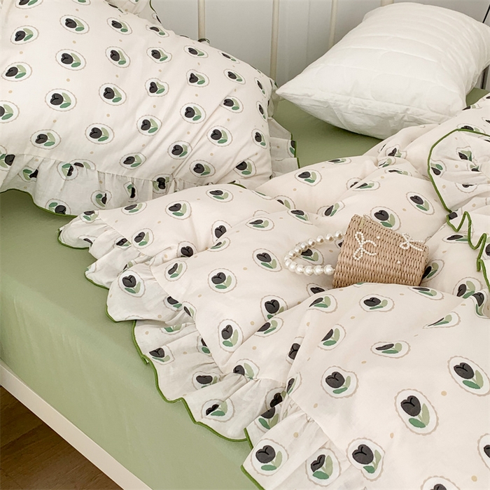 91家纺网 家纺一手货源 找家纺 昔可家纺 2023新款花边双层纱系列ok 圈圈郁金香 白