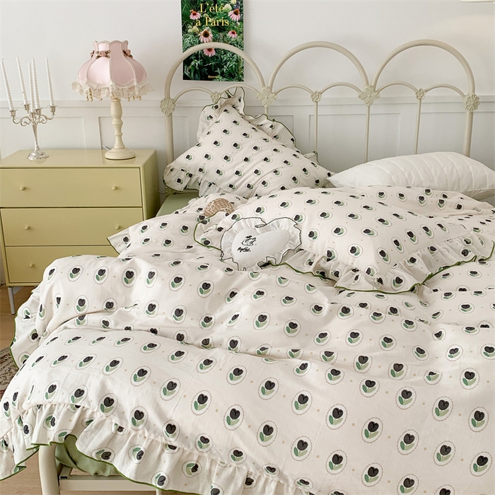 91家纺网 家纺一手货源 找家纺 昔可家纺 2023新款花边双层纱系列ok 圈圈郁金香 白