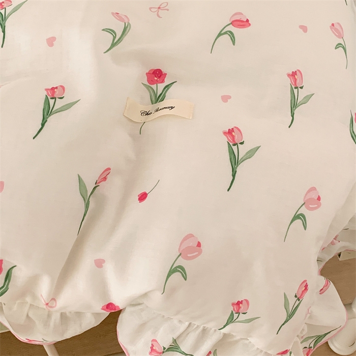 91家纺网 家纺一手货源 找家纺 昔可家纺 2023新款花边双层纱系列ok 少女蝴蝶结郁金香