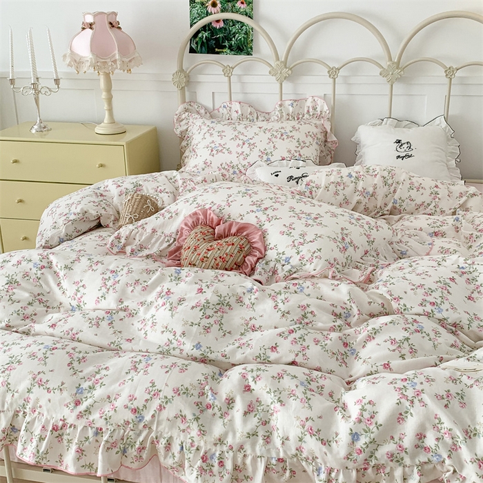 91家纺网 家纺一手货源 找家纺 昔可家纺 2023新款花边双层纱系列ok 甜心碎花