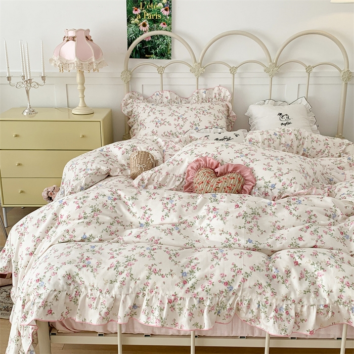 91家纺网 家纺一手货源 找家纺 昔可家纺 2023新款花边双层纱系列ok 甜心碎花