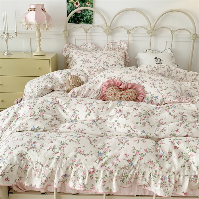 91家纺网 家纺一手货源 找家纺 昔可家纺 2023新款花边双层纱系列ok 甜心碎花