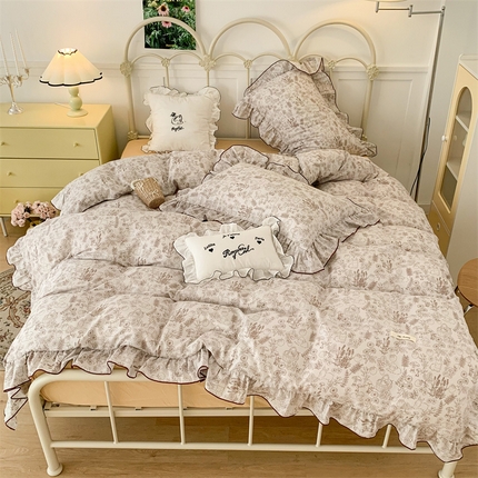 91家纺网 家纺一手货源 找家纺 昔可家纺 2023新款花边双层纱系列ok 素描兔