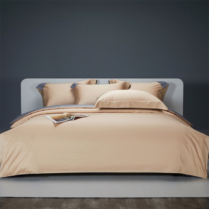 莱阁亿2023新款50双股纯色双拼四件套 诺丁金&amp;帝王灰