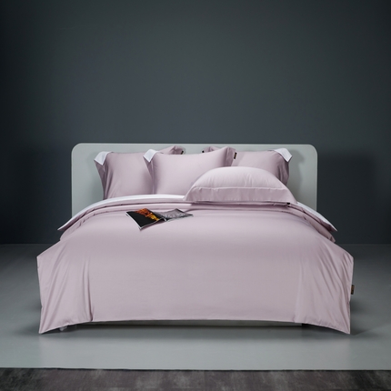 莱阁亿2023新款50双股纯色双拼四件套 温沙紫&amp;雾紫