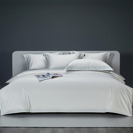 91家纺网 家纺一手货源 找家纺 莱阁亿2023新款50双股纯色双拼四件套 新月白&amp;沙滩灰