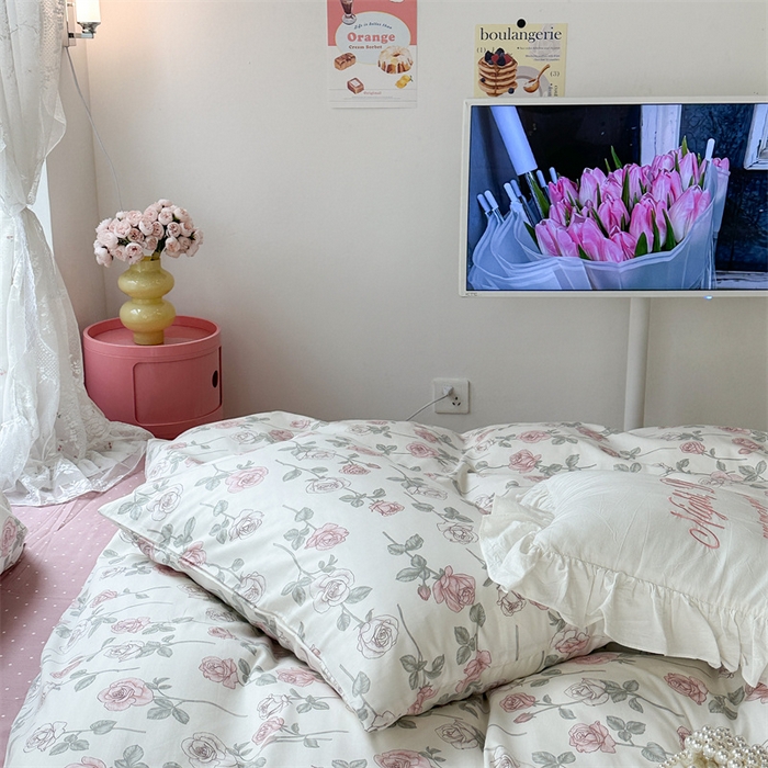 91家纺网 家纺一手货源 找家纺 昔可家纺 2023新款复古花全棉 复古玫瑰