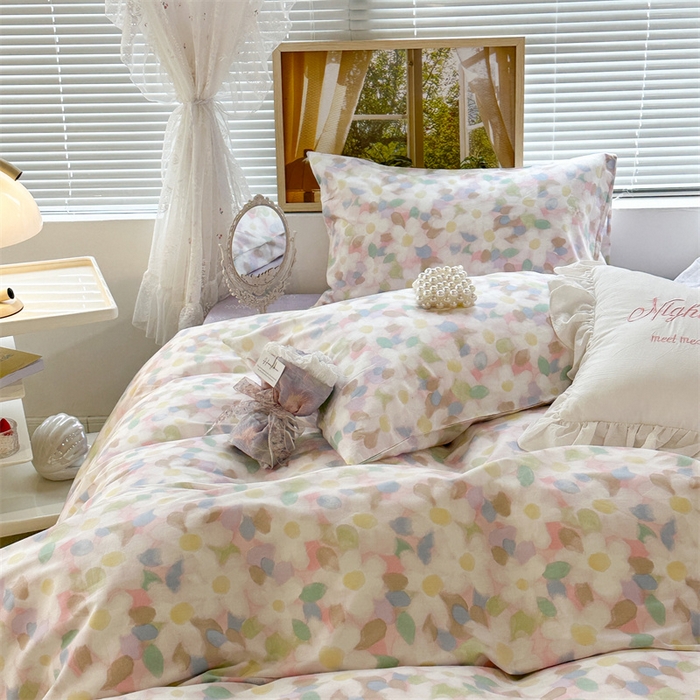 91家纺网 家纺一手货源 找家纺 昔可家纺 2023新款复古花全棉 晕染小花