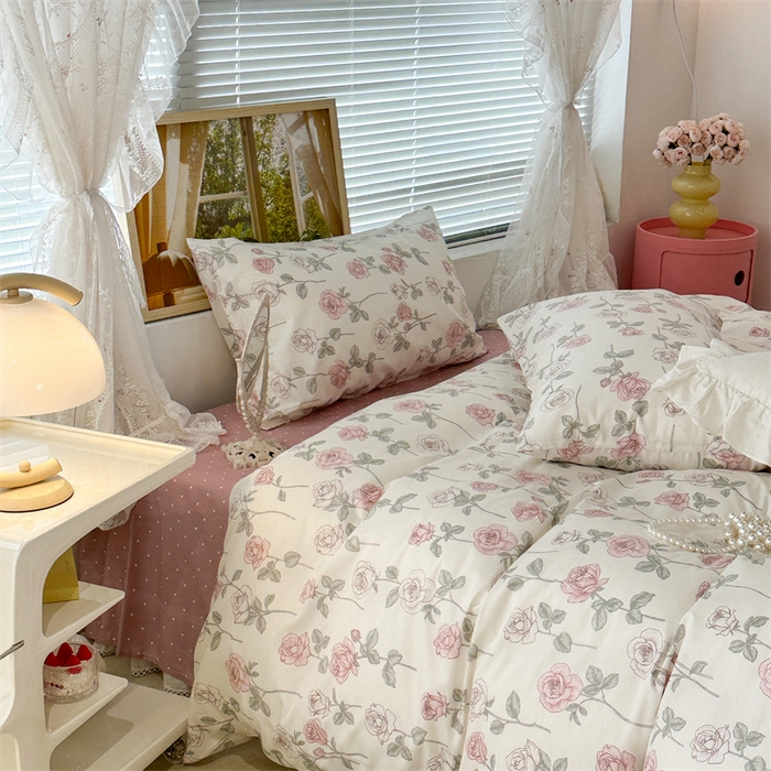 91家纺网 家纺一手货源 找家纺 昔可家纺 2023新款复古花全棉 复古玫瑰