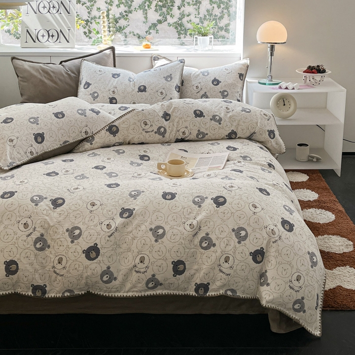 91家纺网 家纺一手货源 找家纺 （总）ab家纺 2023新款双层纱印花四件套