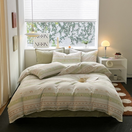 91家纺网 家纺一手货源 找家纺 （总）ab家纺 2023新款双层纱印花四件套