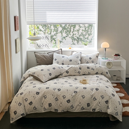 91家纺网 家纺一手货源 找家纺 （总）ab家纺 2023新款双层纱印花四件套