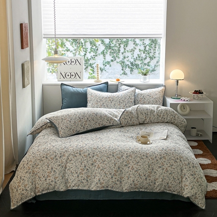 91家纺网 家纺一手货源 找家纺 （总）ab家纺 2023新款双层纱印花四件套