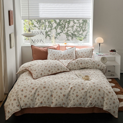 91家纺网 家纺一手货源 找家纺 （总）ab家纺 2023新款双层纱印花四件套