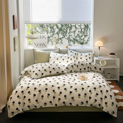 91家纺网 家纺一手货源 找家纺 （总）ab家纺 2023新款双层纱印花四件套