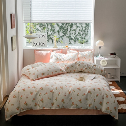 91家纺网 家纺一手货源 找家纺 （总）ab家纺 2023新款双层纱印花四件套