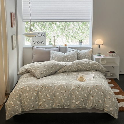 91家纺网 家纺一手货源 找家纺 （总）ab家纺 2023新款双层纱印花四件套