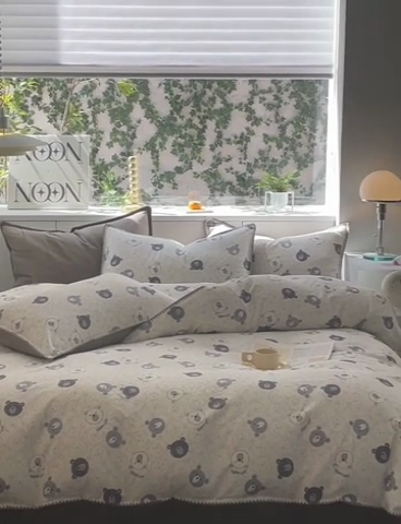 91家纺网 家纺一手货源 找家纺 （总）ab家纺 2023新款双层纱印花四件套