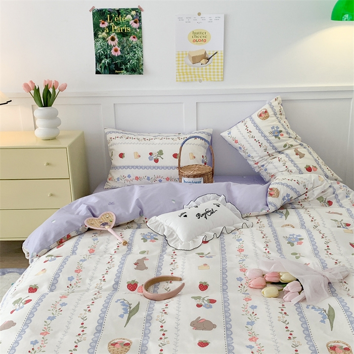 91家纺网 家纺一手货源 找家纺 （总）昔可家纺 2023新款全棉四件套-甜美春日ok