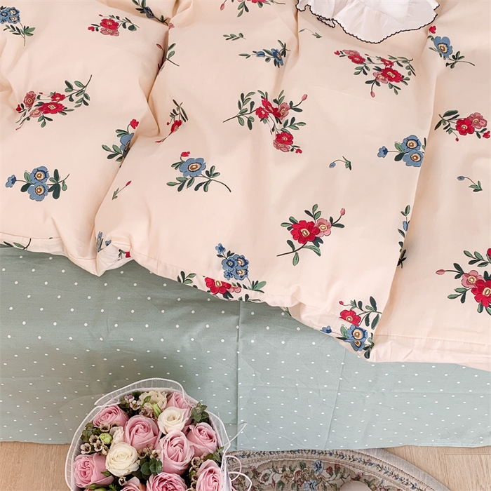 91家纺网 家纺一手货源 找家纺 昔可家纺 2023新款全棉四件套-甜美春日ok 古着复古花