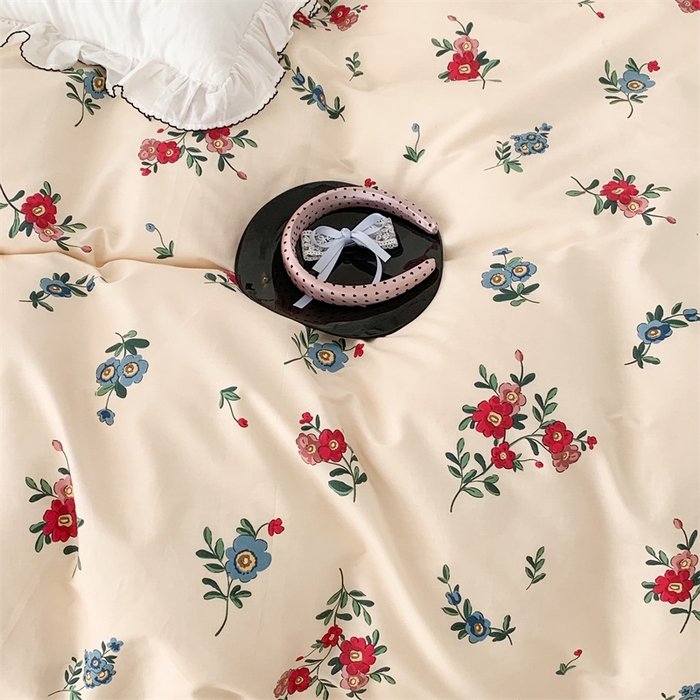 91家纺网 家纺一手货源 找家纺 昔可家纺 2023新款全棉四件套-甜美春日ok 古着复古花